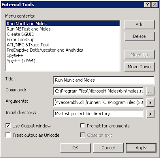 Nunit and Moles External Tool